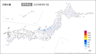 昨日の日降水量の分布図