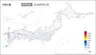 5日の日降水量の分布図