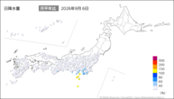 6日の日降水量の分布図