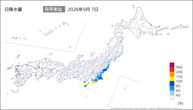 7日の日降水量の分布図