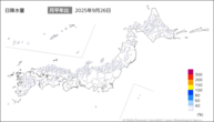 26日の日降水量の分布図