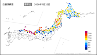 日最深積雪平年比の分布図
