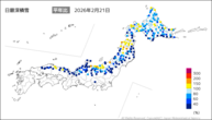 日最深積雪平年比の分布図