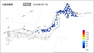 日最深積雪平年比の分布図