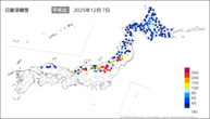 日最深積雪平年比の分布図