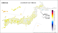 今日の最低気温の分布図