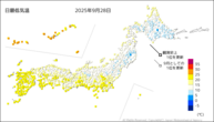 一昨日の最低気温の分布図