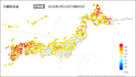 今日の最低気温平年差の分布図