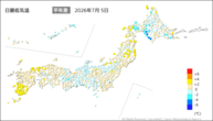 5日の最低気温平年差の分布図