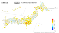 今日の最低気温平年差の分布図