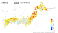昨日の最低気温前日差の分布図