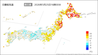 今日の最低気温前日差の分布図