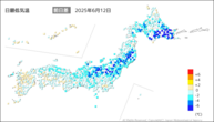 今日の最低気温前日差の分布図
