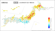 今日の最低気温前日差の分布図