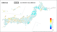今日の最低気温前日差の分布図