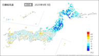 今日の最低気温前日差の分布図