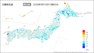今日の最低気温前日差の分布図
