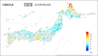 一昨日の最低気温前日差の分布図