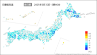 今日の最低気温前日差の分布図