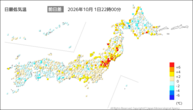 今日の最低気温前日差の分布図