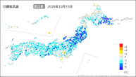 15日の最低気温前日差の分布図