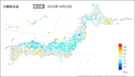 昨日の最低気温前日差の分布図