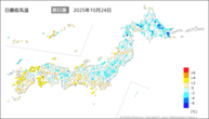 今日の最低気温前日差の分布図