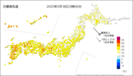 今日の最高気温の分布図