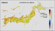 今日の最高気温の分布図