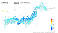 25日の最高気温平年差の分布図