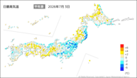 3日の最高気温平年差の分布図