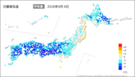 4日の最高気温平年差の分布図