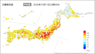 今日の最高気温平年差の分布図