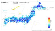 一昨日の最高気温平年差の分布図