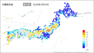 24日の最高気温前日差の分布図