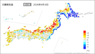 6日の最高気温前日差の分布図