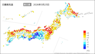 一昨日の最高気温前日差の分布図