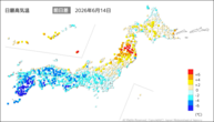 昨日の最高気温前日差の分布図