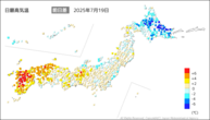 昨日の最高気温前日差の分布図