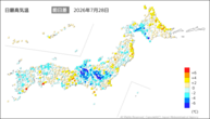 昨日の最高気温前日差の分布図