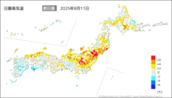 一昨日の最高気温前日差の分布図