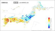 昨日の最高気温前日差の分布図