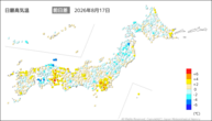 17日の最高気温前日差の分布図