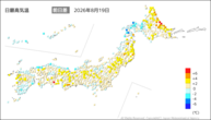 一昨日の最高気温前日差の分布図