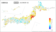 一昨日の最高気温前日差の分布図
