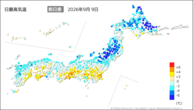昨日の最高気温前日差の分布図