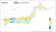一昨日の最高気温前日差の分布図