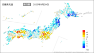 昨日の最高気温前日差の分布図