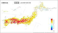昨日の最高気温前日差の分布図