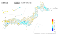 今日の最高気温前日差の分布図